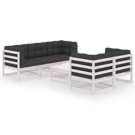 Salon de jardin 6 pcs avec coussins Bois de pin massif 557708557708