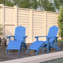 Chaises de jardin Adirondack lot de 2 repose-pieds PEHD Bleu 557709557709