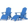 Chaises de jardin Adirondack lot de 2 repose-pieds PEHD Bleu 557709557709