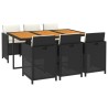 Ensemble à manger de jardin coussins 7pcs Résine tressée Noir 557711557711
