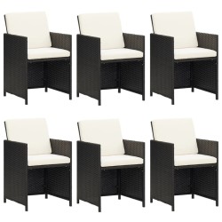 Ensemble à manger de jardin coussins 7pcs Résine tressée Noir 557711557711