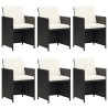 Ensemble à manger de jardin coussins 7pcs Résine tressée Noir 557711557711