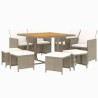 Ensemble à manger de jardin et coussins 9 pcs Poly rotin Beige 557712557712
