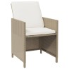 Ensemble à manger de jardin et coussins 9 pcs Poly rotin Beige 557712557712