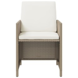 Ensemble à manger de jardin et coussins 9 pcs Poly rotin Beige 557712557712