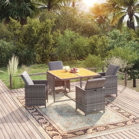 Ensemble à manger de jardin coussins 5pcs Résine tressée Gris 557713557713