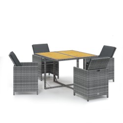 Ensemble à manger de jardin coussins 5pcs Résine tressée Gris 557713557713