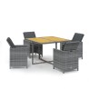 Ensemble à manger de jardin coussins 5pcs Résine tressée Gris 557713557713