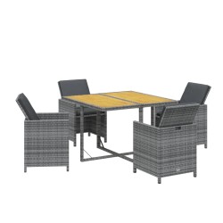 Ensemble à manger de jardin coussins 5pcs Résine tressée Gris 557713557713