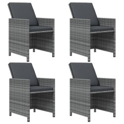 Ensemble à manger de jardin coussins 5pcs Résine tressée Gris 557713557713