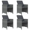 Ensemble à manger de jardin coussins 5pcs Résine tressée Gris 557713557713