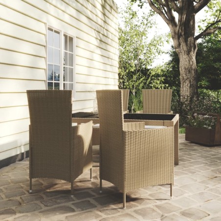 Ensemble à manger d'extérieur 5 pcs coussins Résine tressée 557714557714