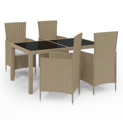 Ensemble à manger d'extérieur 5 pcs coussins Résine tressée 557714557714