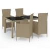 Ensemble à manger d'extérieur 5 pcs coussins Résine tressée 557714557714