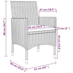 Ensemble à manger d'extérieur 5 pcs coussins Résine tressée 557714557714