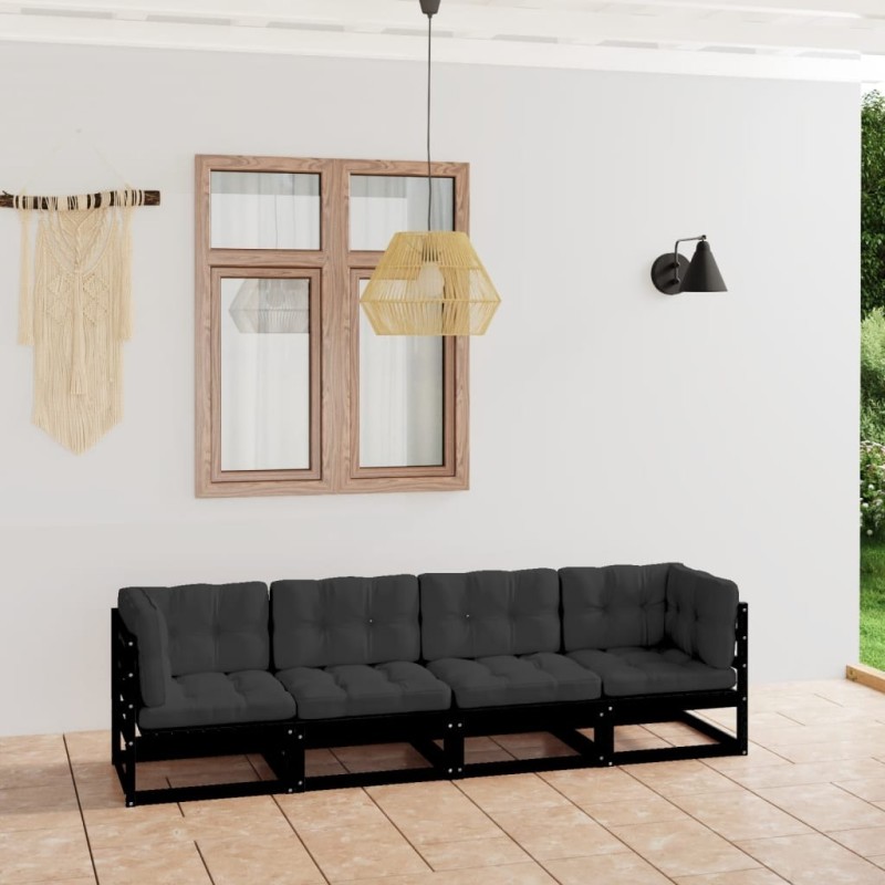 Canapé 4 places de jardin avec coussins Bois de pin massif 557717557717