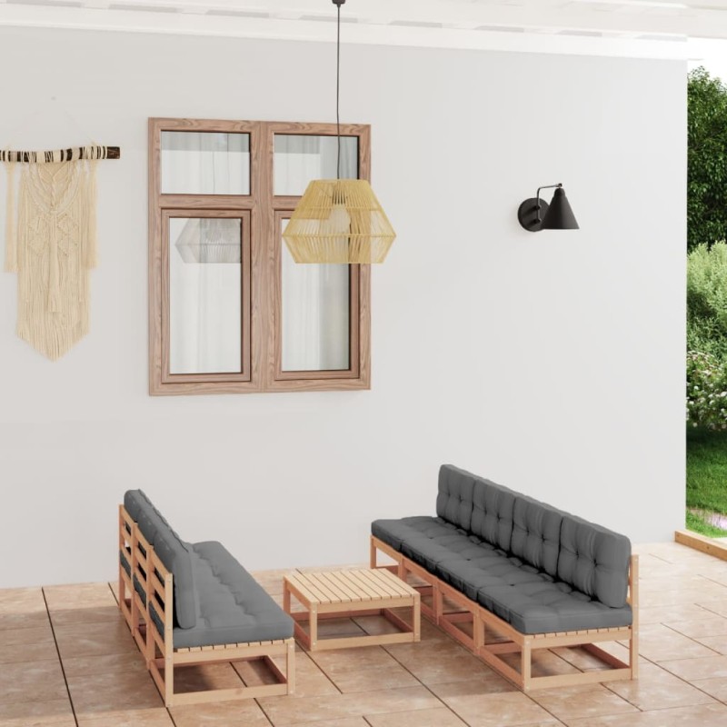 Salon de jardin 8 pcs avec coussins Bois de pin massif 557718557718