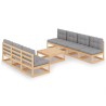 Salon de jardin 8 pcs avec coussins Bois de pin massif 557718557718