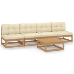Salon de jardin 5 pcs avec coussins Bois de pin massif 557719557719