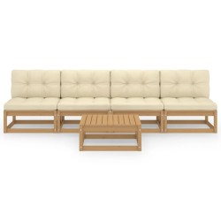 Salon de jardin 5 pcs avec coussins Bois de pin massif 557719557719