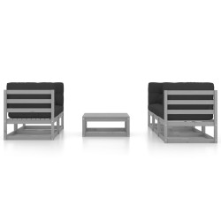 Salon de jardin 6 pcs avec coussins Bois de pin massif 557720557720