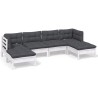 Salon de jardin 6 pcs avec coussins blanc bois de pin 557722557722