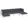Salon de jardin 6 pcs avec coussins blanc bois de pin 557722557722