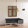 Salon de jardin 4 pcs avec coussins Bois de pin massif 557723557723