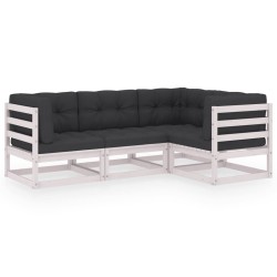 Salon de jardin 4 pcs avec coussins Bois de pin massif 557723557723