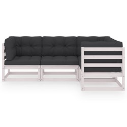 Salon de jardin 4 pcs avec coussins Bois de pin massif 557723557723