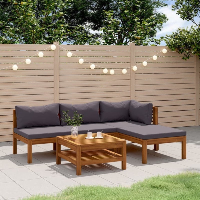 Salon de jardin 5 pcs avec coussin Bois d'acacia solide 557726557726