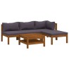 Salon de jardin 5 pcs avec coussin Bois d'acacia solide 557726557726