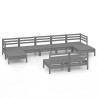 Salon de jardin 9 pcs Gris Bois de pin massif 557728557728