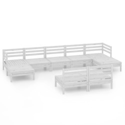 Salon de jardin 9 pcs Blanc Bois de pin massif 557729557729