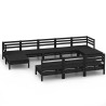 Salon de jardin 10 pcs Noir Bois de pin massif 557736557736