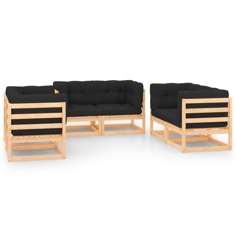 Salon de jardin 6 pcs avec coussins Bois de pin massif 557738557738