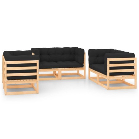 Salon de jardin 6 pcs avec coussins Bois de pin massif 557738557738