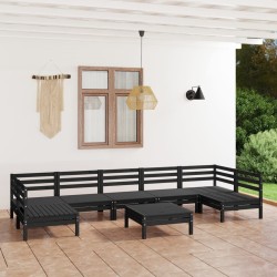 Salon de jardin 8 pcs Noir Bois de pin massif 557741557741