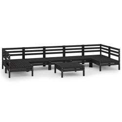 Salon de jardin 8 pcs Noir Bois de pin massif 557741557741