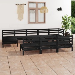 Salon de jardin 11 pcs Noir Bois de pin massif 557742557742