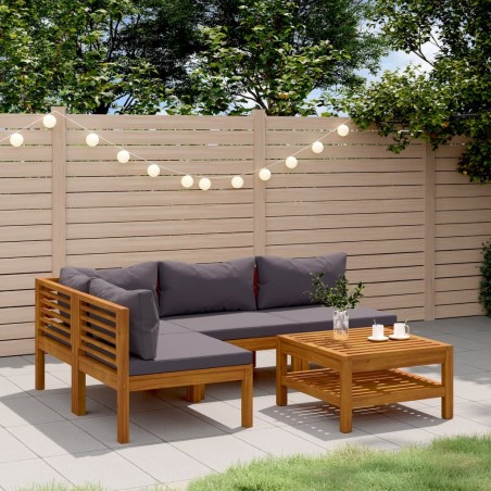 Salon de jardin 5 pcs avec coussin Bois d'acacia solide 557743557743