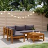 Salon de jardin 5 pcs avec coussin Bois d'acacia solide 557743557743