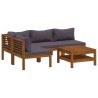 Salon de jardin 5 pcs avec coussin Bois d'acacia solide 557743557743