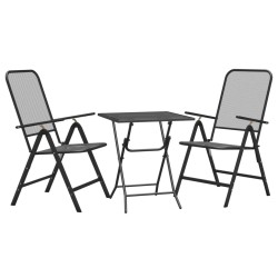 Ensemble à manger de jardin 3 pcs Maille Métal Anthracite 557745557745