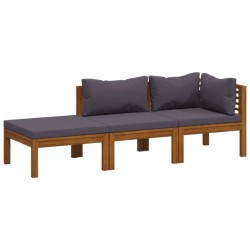 Salon de jardin 3 pcs avec coussin Bois d'acacia solide 557747557747