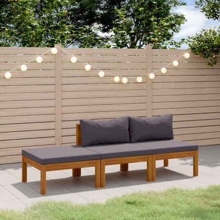 Salon de jardin 3 pcs avec coussin Bois d'acacia solide 557748557748