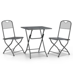 Ensemble à manger de jardin 3 pcs Maille Métal Anthracite 557751557751