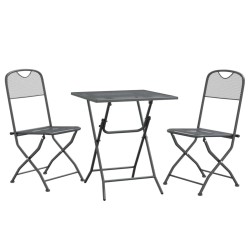 Ensemble à manger de jardin 3 pcs Maille Métal Anthracite 557751557751