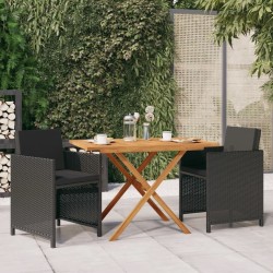 Ensemble à manger de jardin avec coussins 3 pcs noir 557752557752