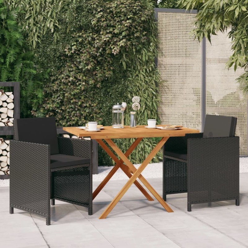 Ensemble à manger de jardin avec coussins 3 pcs noir 557752557752